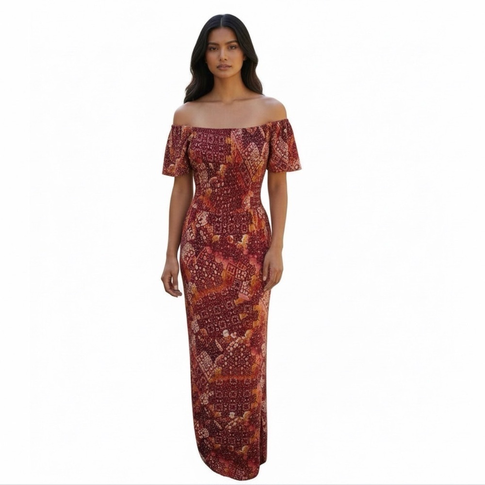 Harlow & Rose Smocked Boho Maxi Dress XL Square Neck Boho Cottagecore Festival